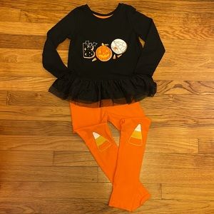 Cat & Jack Halloween outfit. BOO- candy corn knees. 5T
